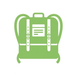 green illustration of a backpack