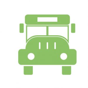Green illustration of a school bus