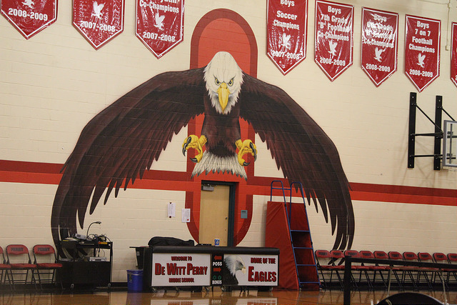mural at perry middle school in the gym of their mascot, an eagle. 