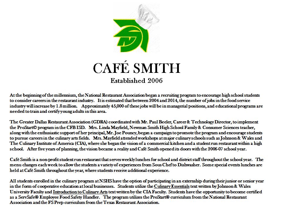 Cafe Smith History.  