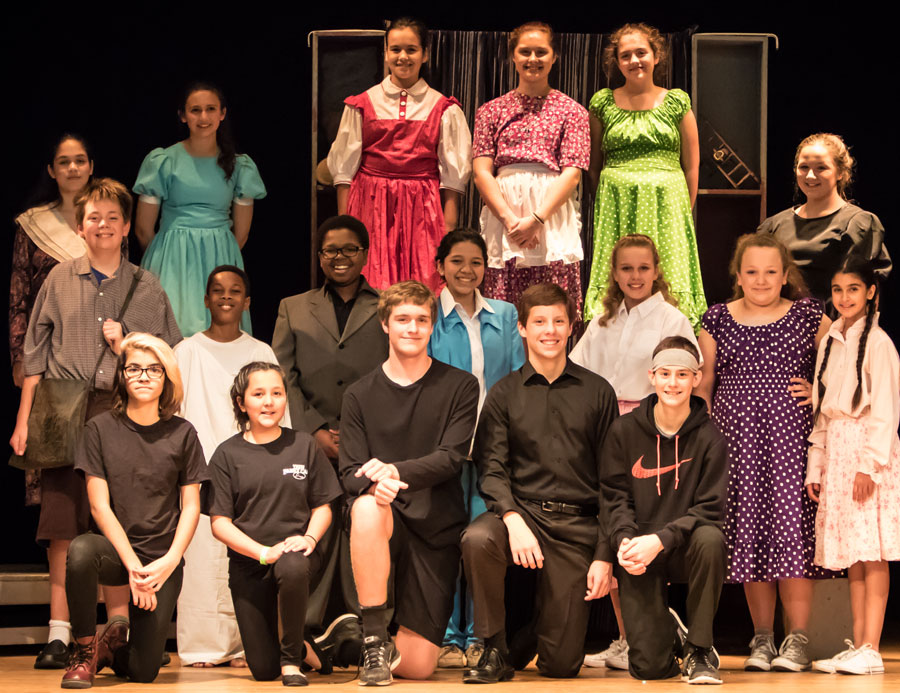 Group of kids in costumes for a play