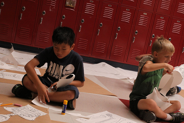 Students working collaboratively in a summer learning project