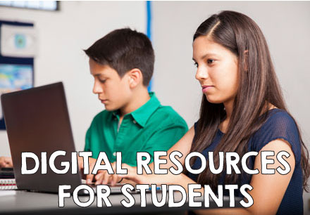 digital resources for students. Two students on a computer.