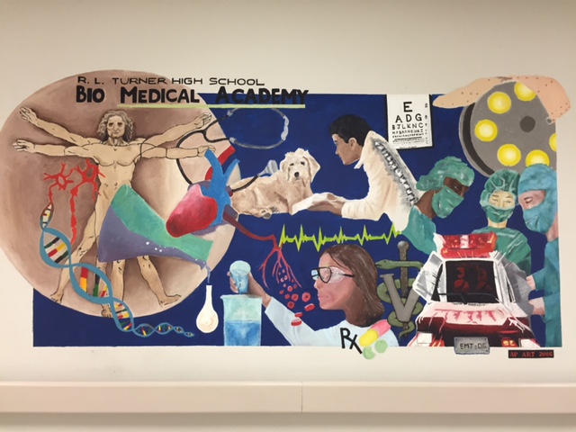 A mural representing the Biomed Academy