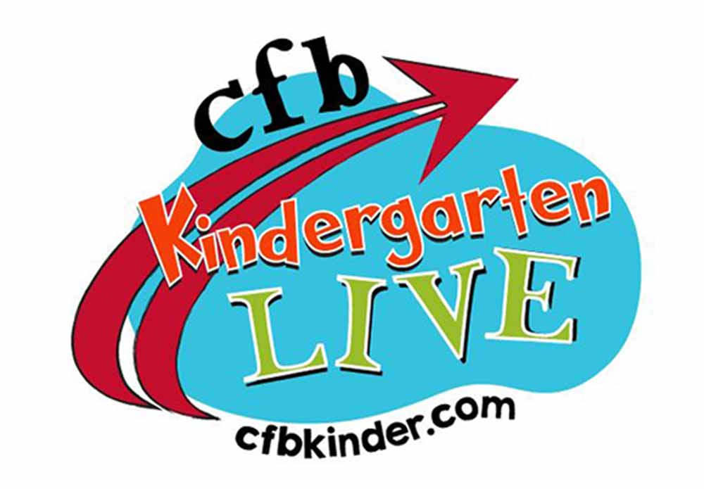 CFBISD kidergarten live logo with red swooping arrow with text saying cfb kindergarten live