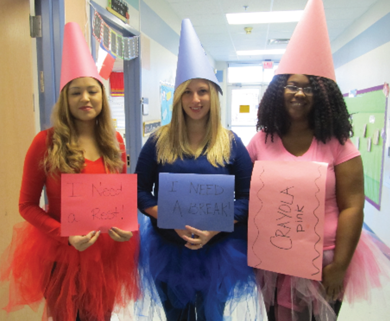 Teachers at Riverchase Elementary dressed as crayons for World Read Aloud Day