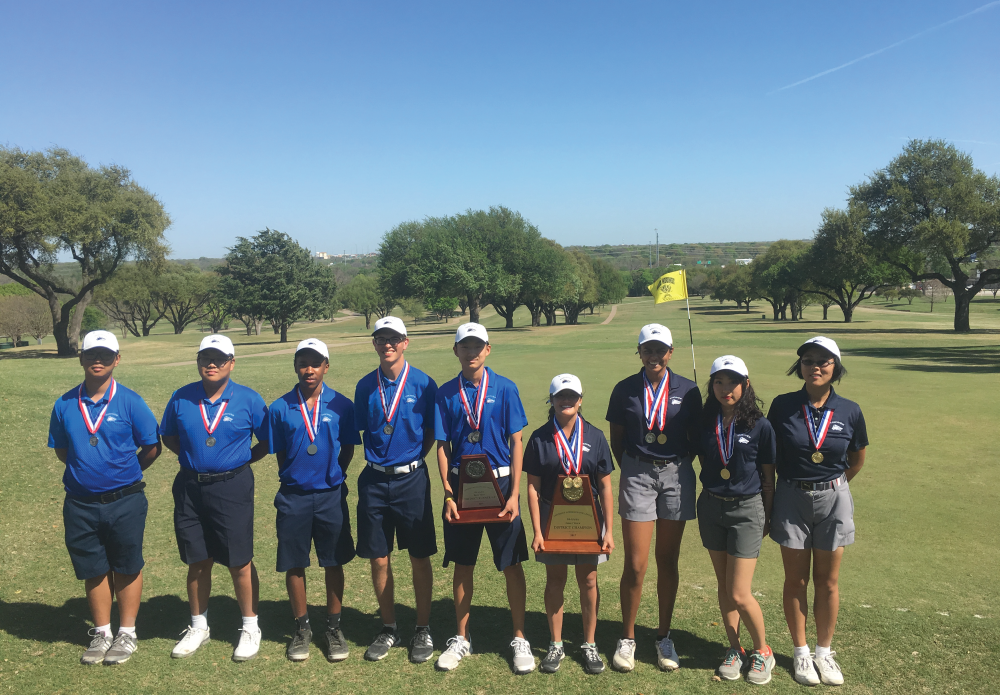 The Ranchview women's golf team earned the schools 6th district women's golf title at Tenison Golf Park on Wednesday March 22 and Thursday March 23rd and became District 10-4A Champions. Senior Ava Castillo captured her 4th district low medalist honor!  The men's team placed second. Junior Andrew Ahn shot a personal best 77 and finished in second place as a medalist.  Ranchview golfers include: Senior Ava Marie Castillo Senior Priyanka Pohar Senior Ann Marie Wang Junior Joann Yang  Senior Scott Williams Junior Andrew Ahn Sophomore Zhongyuan Wang Freshman Noah Kim Freshman Kiano Kelly  Both Teams advance to Regionals at the Van Zandt Country Club in Canton April 24-27  Congratulations!