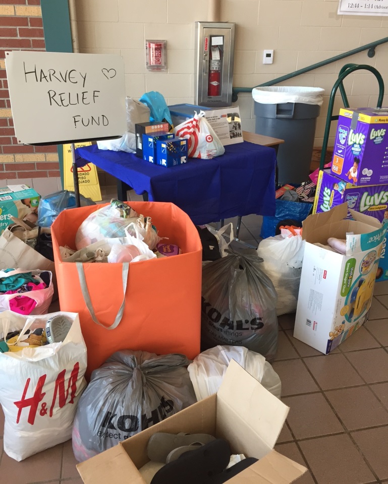 Collections by Barbara Bush Middle School for the hurricane harvey relief 