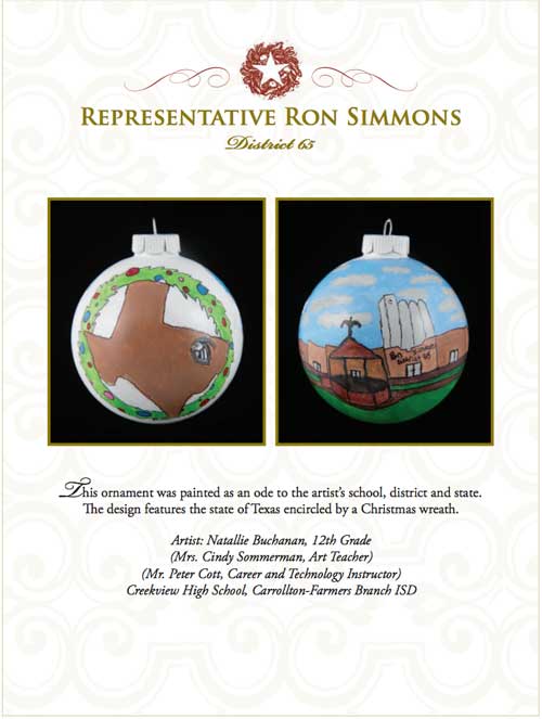 Creekview Inspired Ornament Adorns Texas State House