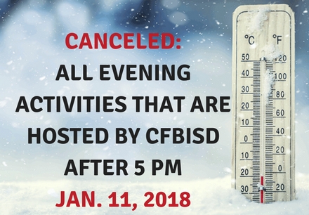 CFB Canceling Evening Activities January 11