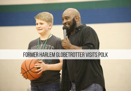 Former Harlem Globetrotter Visits Polk Middle School