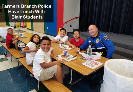 Farmers Branch Police Have Lunch with Blair Students