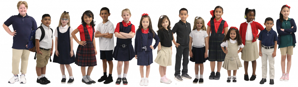 kids from Davis Elementary in School Uniforms