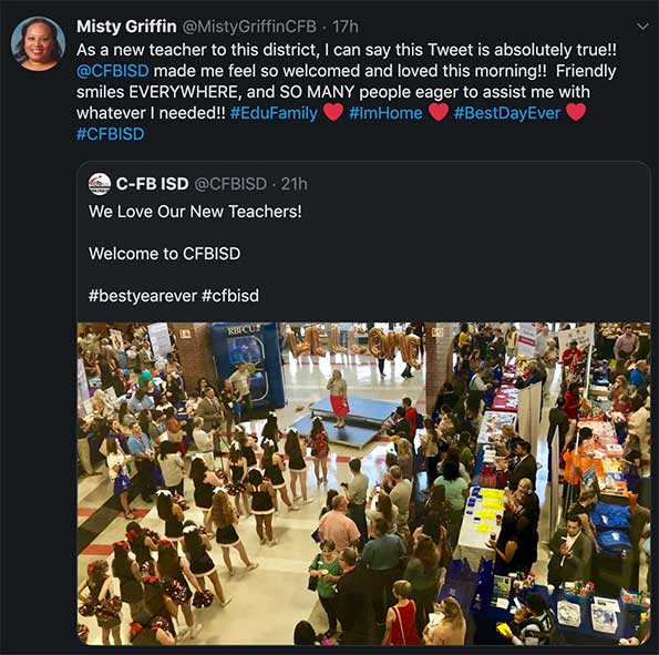 New teacher tweets about her experience at the Best Year Ever Event.