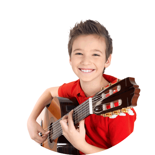 Boy playing a guitar